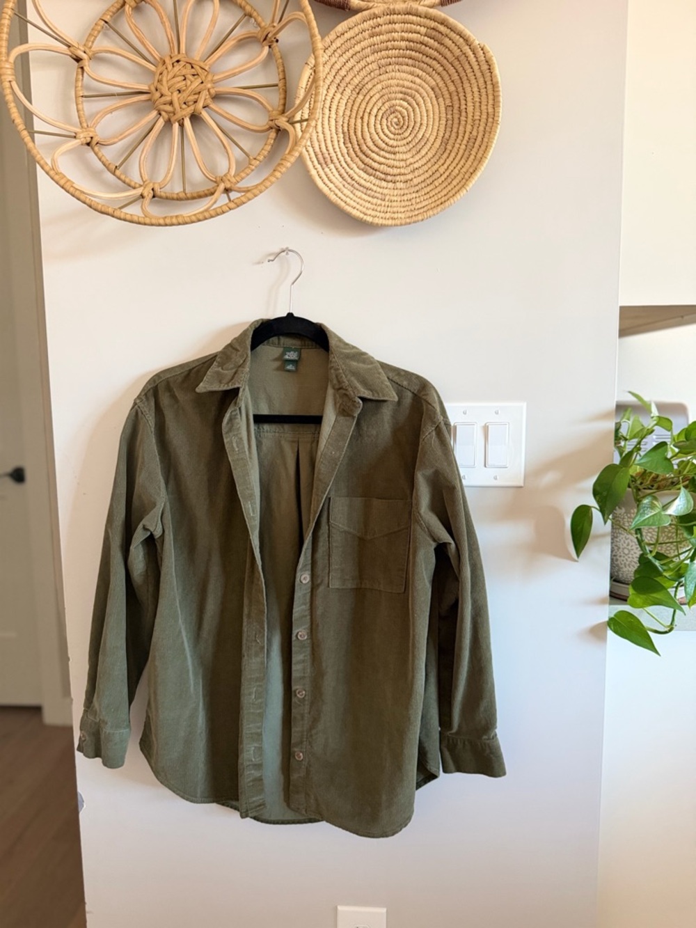 Wild Fable Olive Green Button-Up Corduroy Shirt